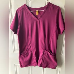 Woman’s maroon WonderWink scrub top size M